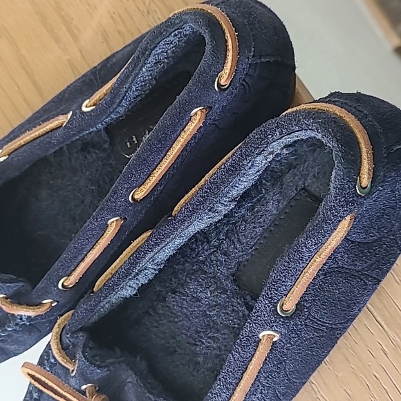 Coach Navy Antonia Moccasin Slippers with Tan Details - Picture 3 of 5